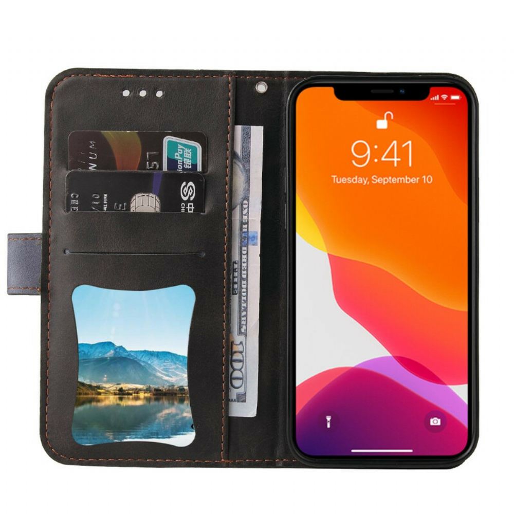 Flipové Pouzdro Na iPhone 13 Dvoubarevná Umělá Kůže