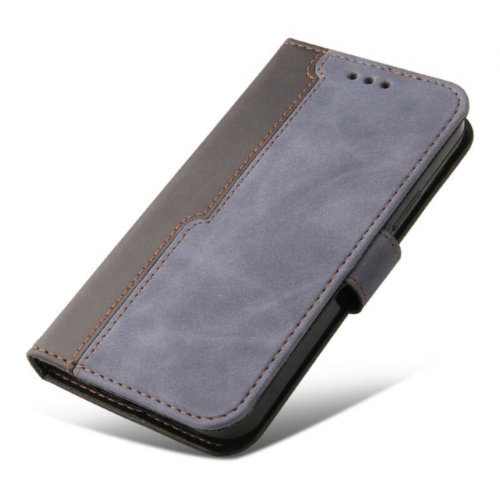 Flipové Pouzdro Na iPhone 13 Dvoubarevná Umělá Kůže