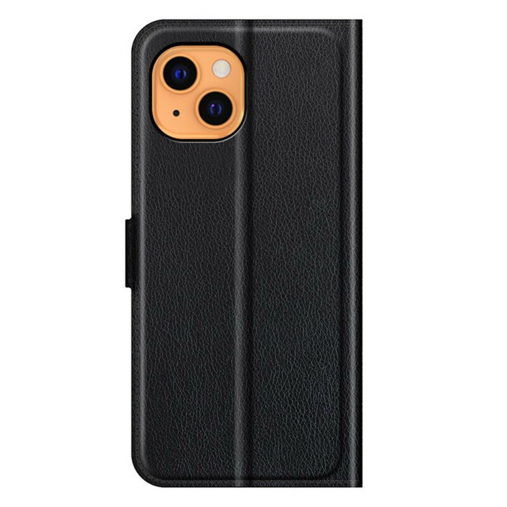 Flipové Pouzdro Na iPhone 13 Klasický Kožený Efekt Litchi