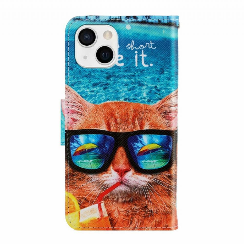 Flipové Pouzdro Na iPhone 13 Na Lana Cat Live It Strappy