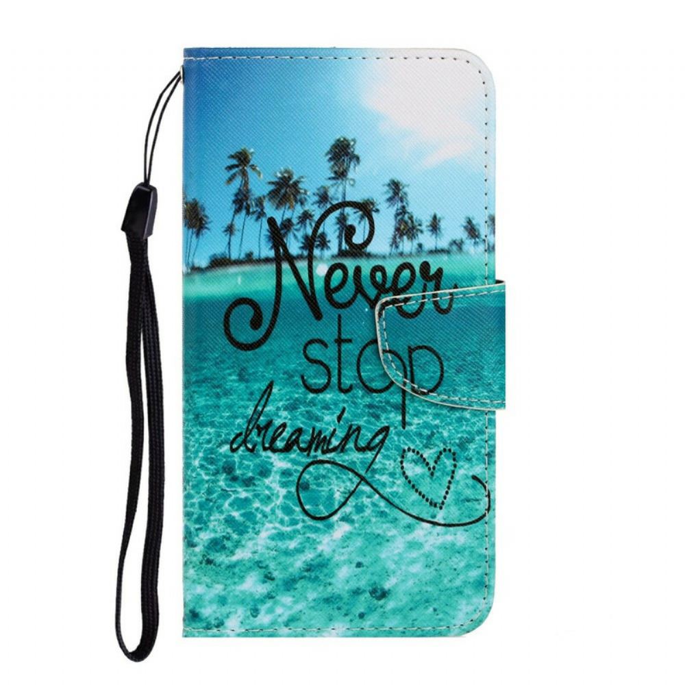 Flipové Pouzdro Na iPhone 13 Na Lana Nikdy Nepřestávej Snít Navy Strappy