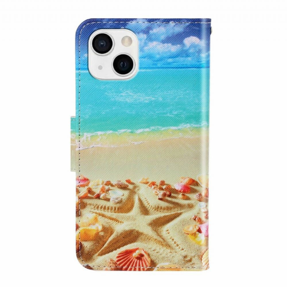 Flipové Pouzdro Na iPhone 13 Na Lana Strappy Beach