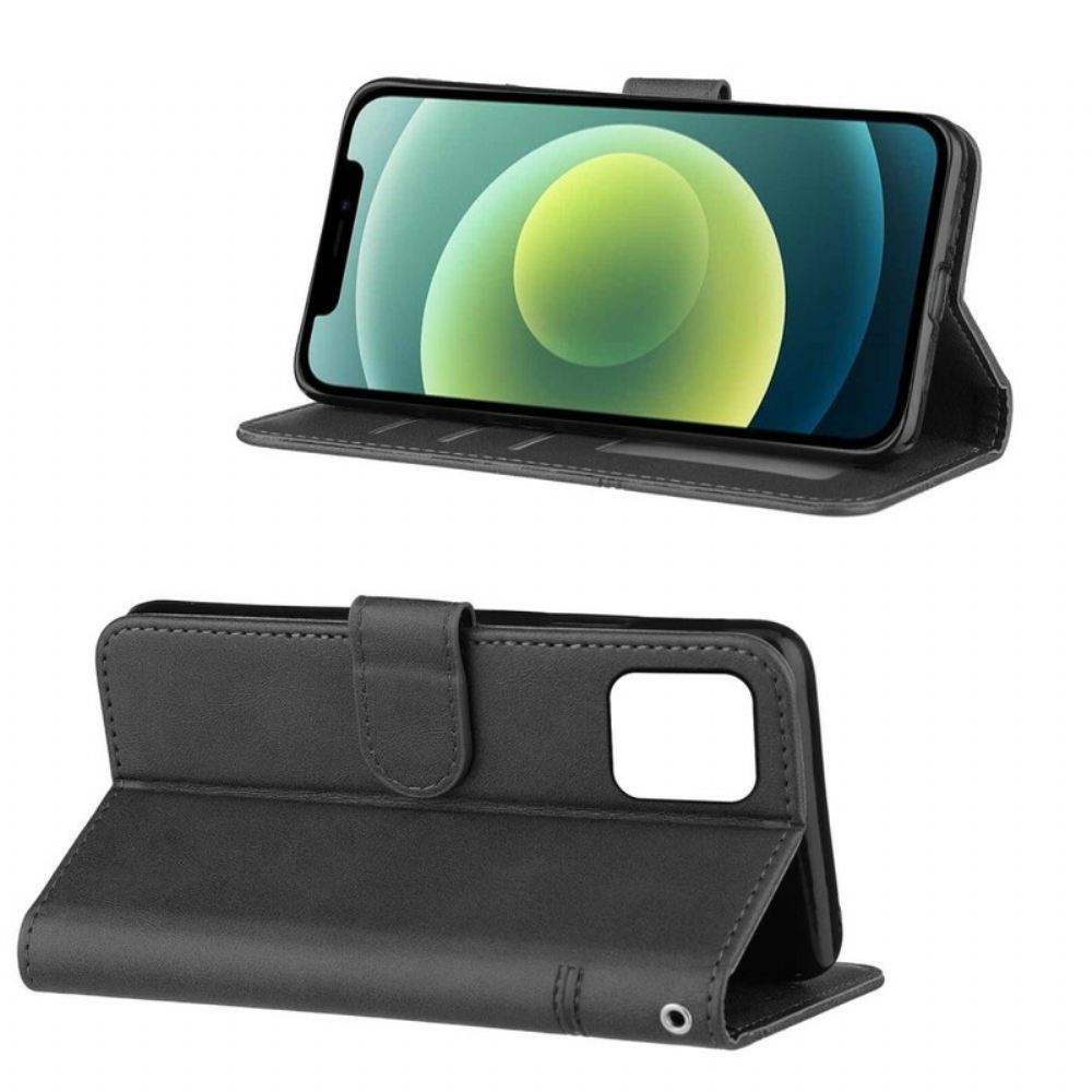 Flipové Pouzdro Na iPhone 13 Na Lana Strappy Geo Kožený Efekt