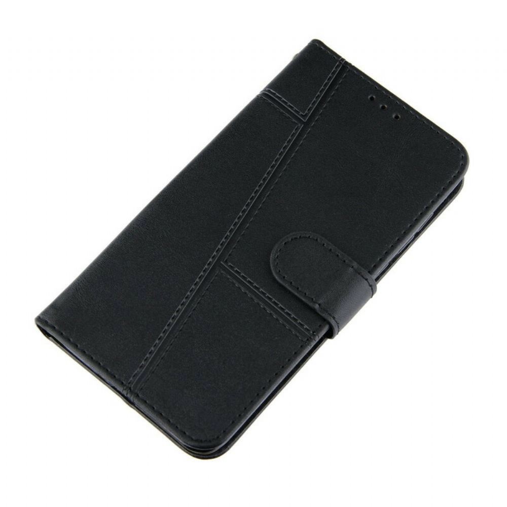 Flipové Pouzdro Na iPhone 13 Na Lana Strappy Geo Kožený Efekt