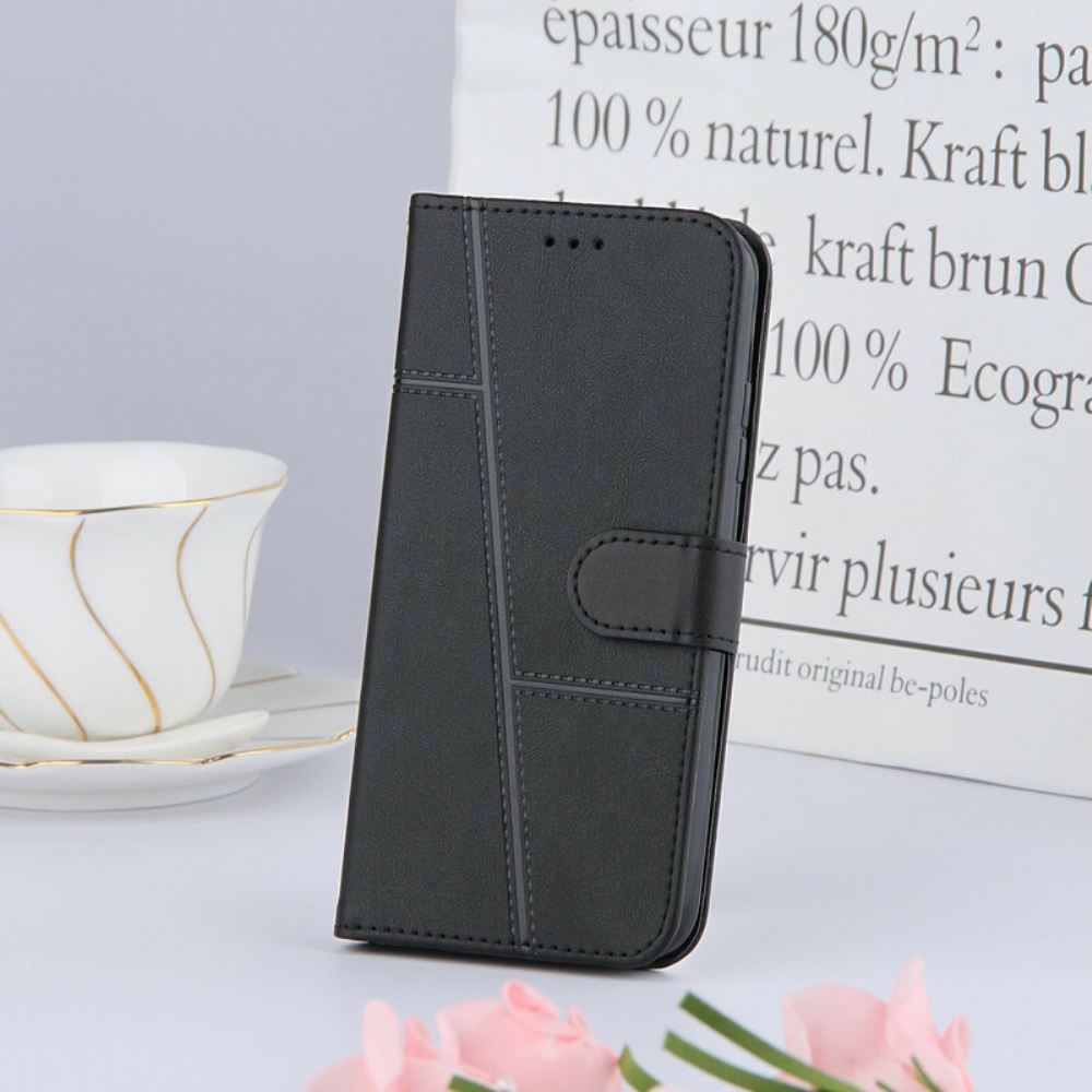 Flipové Pouzdro Na iPhone 13 Na Lana Strappy Geo Kožený Efekt