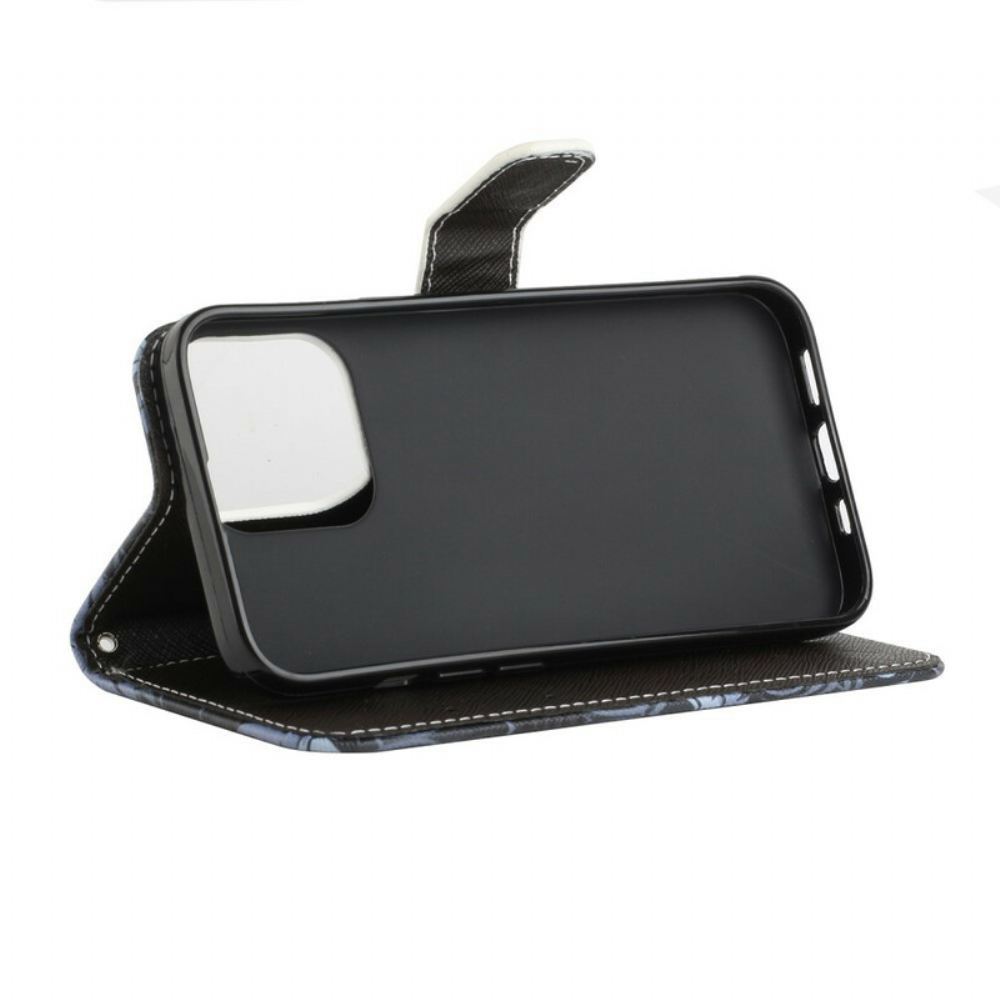 Flipové Pouzdro Na iPhone 13 Na Lana Strappy Leopard