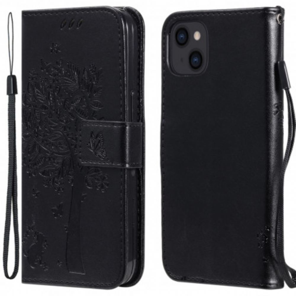 Flipové Pouzdro Na iPhone 13 Na Lana Strom A Strappy Cat