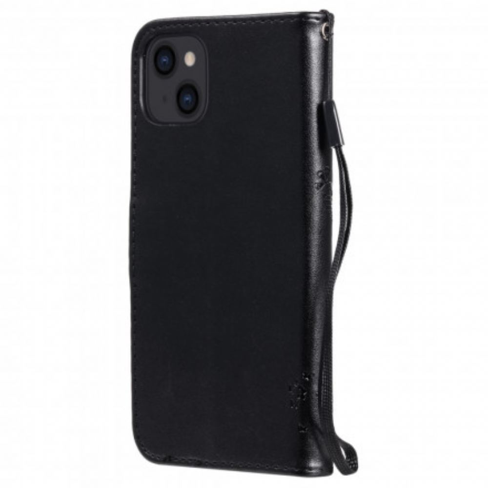 Flipové Pouzdro Na iPhone 13 Na Lana Strom A Strappy Cat