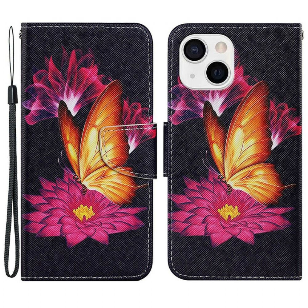 Flipové Pouzdro Na iPhone 13 Motýl A Lotos