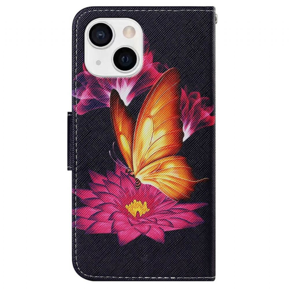 Flipové Pouzdro Na iPhone 13 Motýl A Lotos