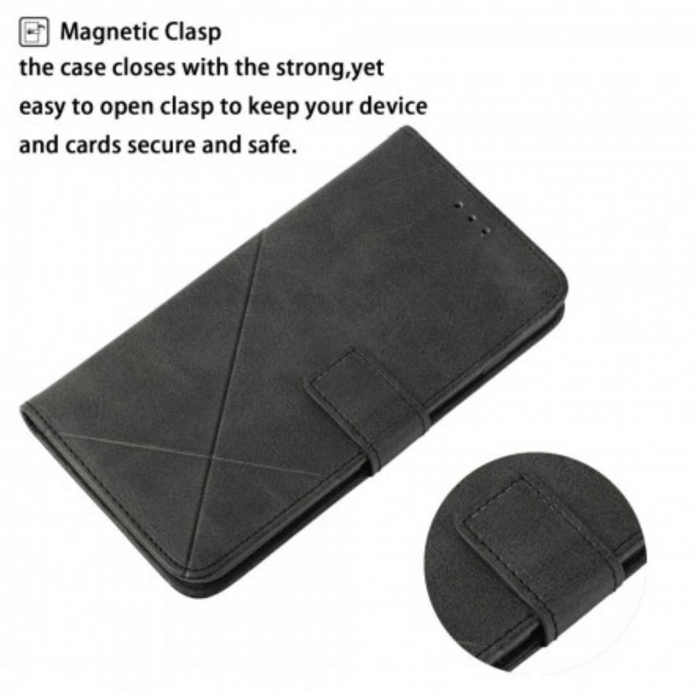Kožené Pouzdro Na iPhone 13 Na Lana Geometrický Kožený Řemínek