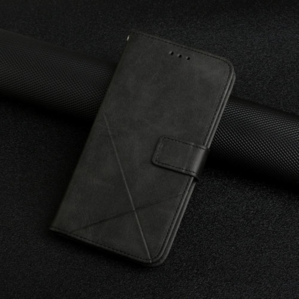 Kožené Pouzdro Na iPhone 13 Na Lana Geometrický Kožený Řemínek
