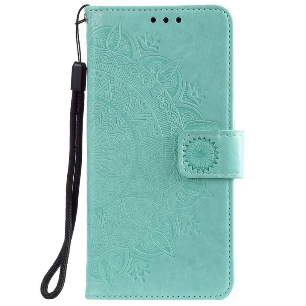 Kožené Pouzdro Na iPhone 13 Sluneční Mandala