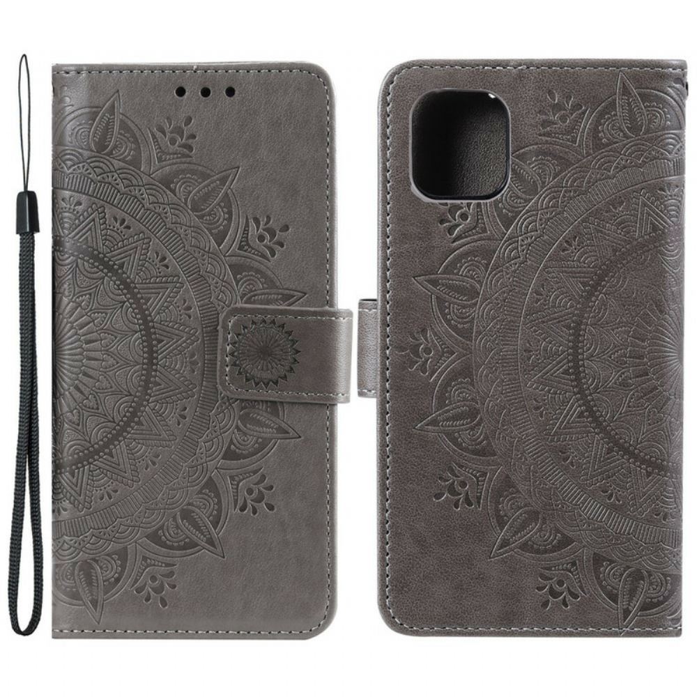 Kožené Pouzdro Na iPhone 13 Sluneční Mandala