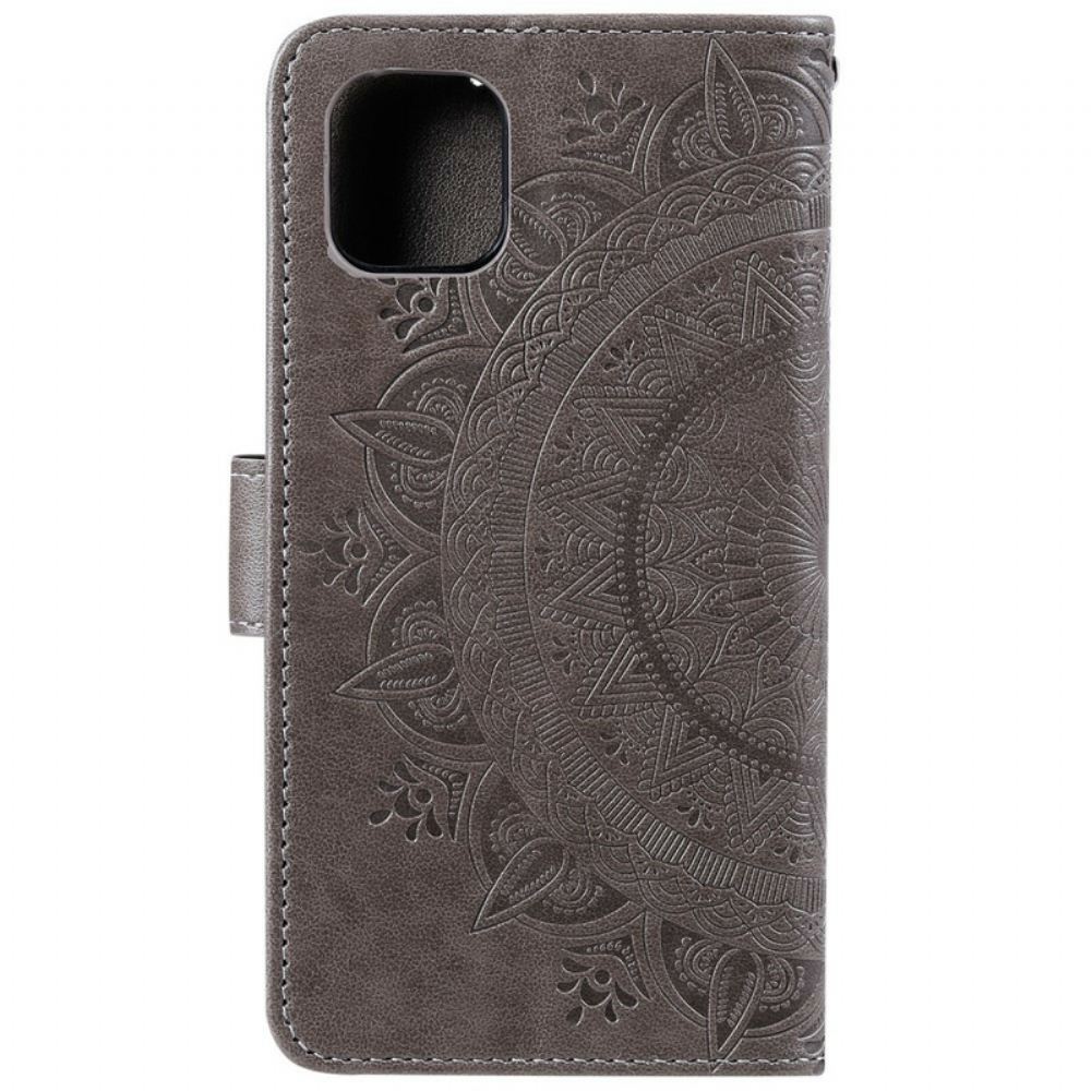 Kožené Pouzdro Na iPhone 13 Sluneční Mandala