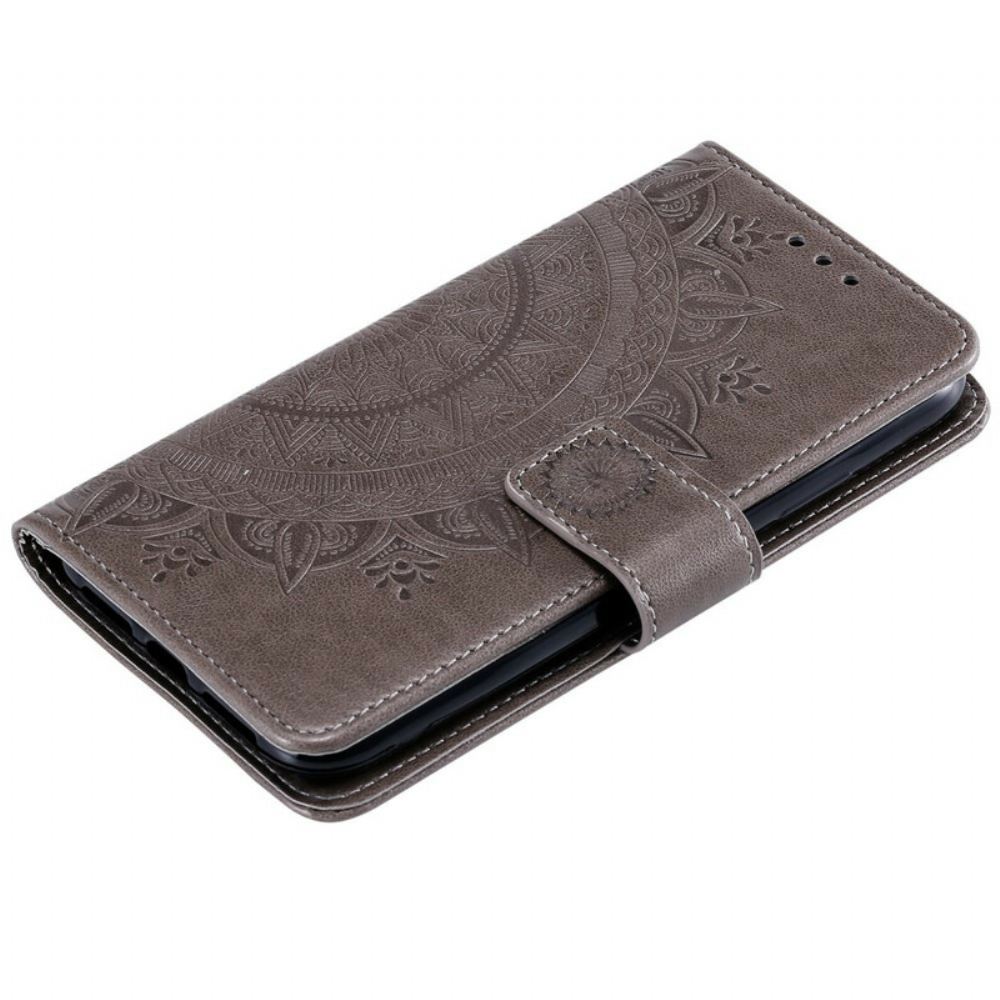 Kožené Pouzdro Na iPhone 13 Sluneční Mandala