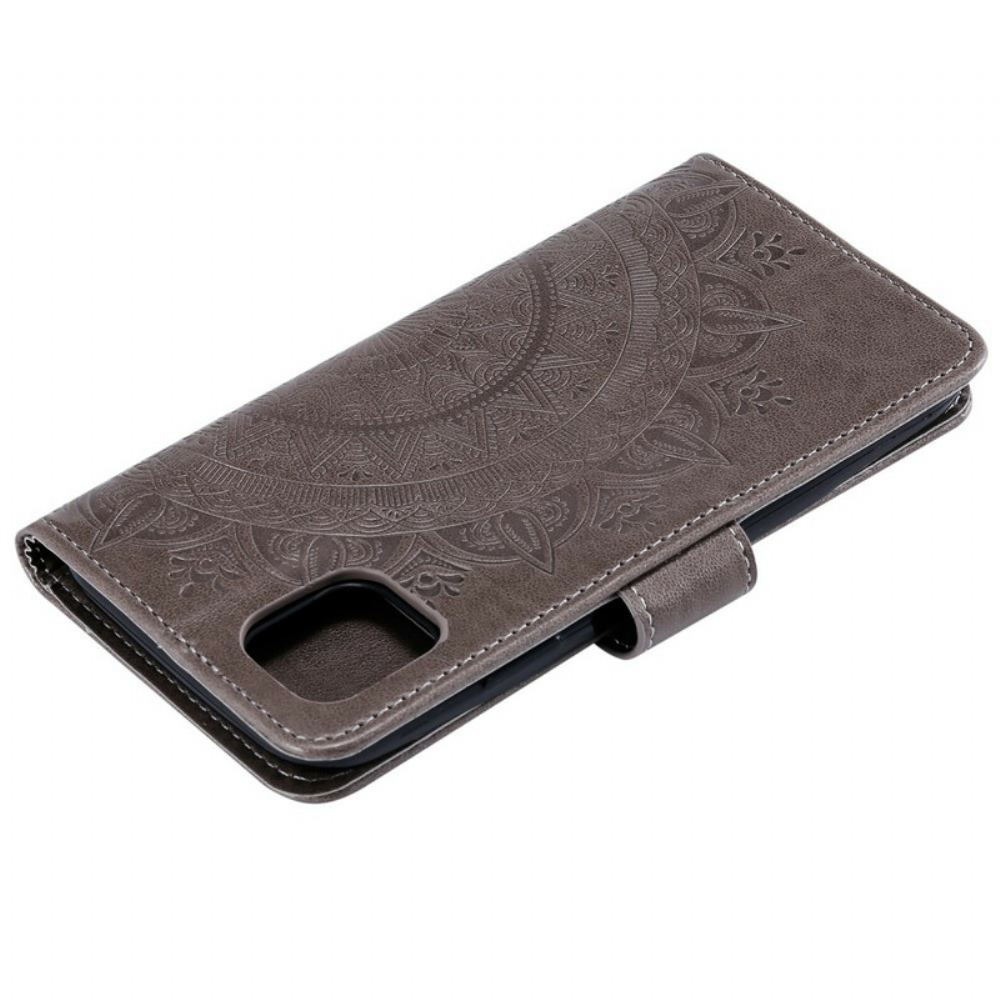 Kožené Pouzdro Na iPhone 13 Sluneční Mandala