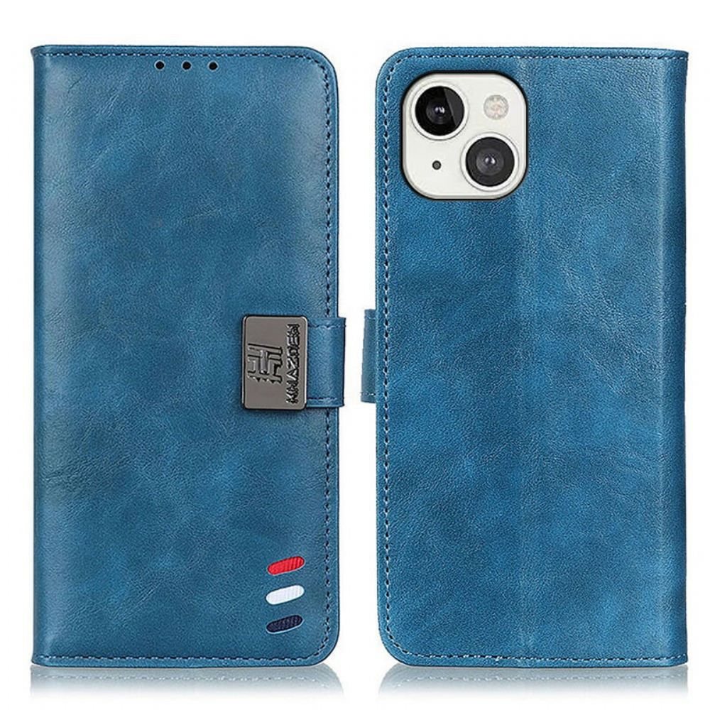 Kožené Pouzdro Na iPhone 13 Tříbarevný Vintage Kožený Efekt