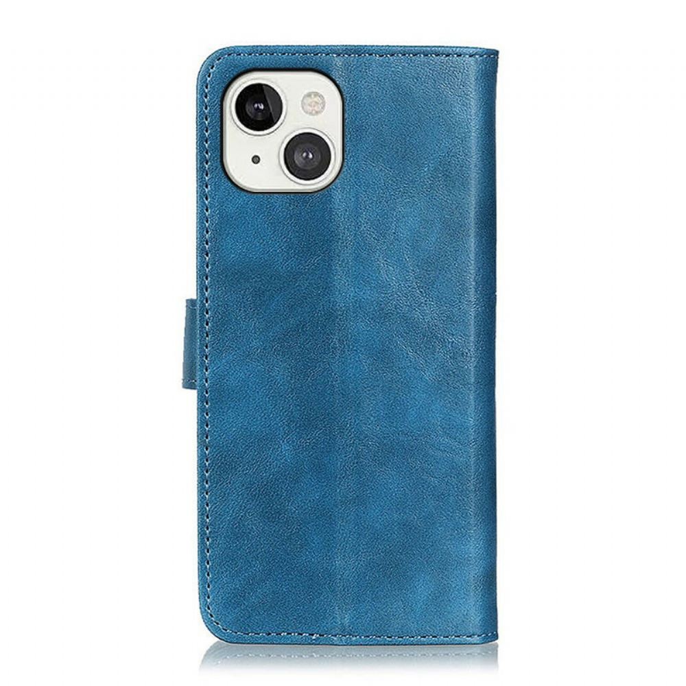 Kožené Pouzdro Na iPhone 13 Tříbarevný Vintage Kožený Efekt