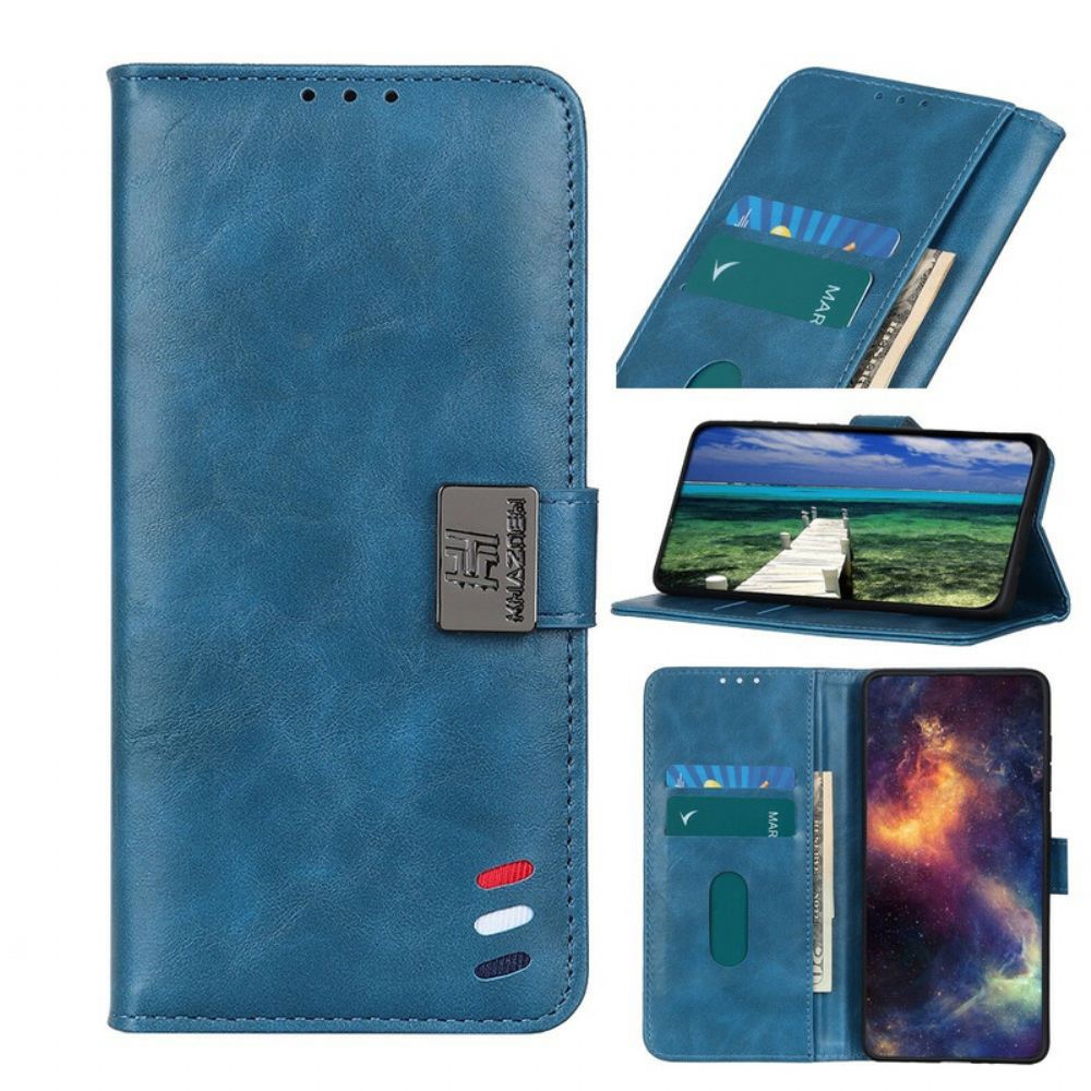 Kožené Pouzdro Na iPhone 13 Tříbarevný Vintage Kožený Efekt