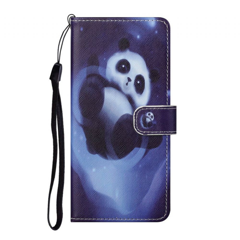 Kožené Pouzdro Na iPhone 13 Vesmír Panda