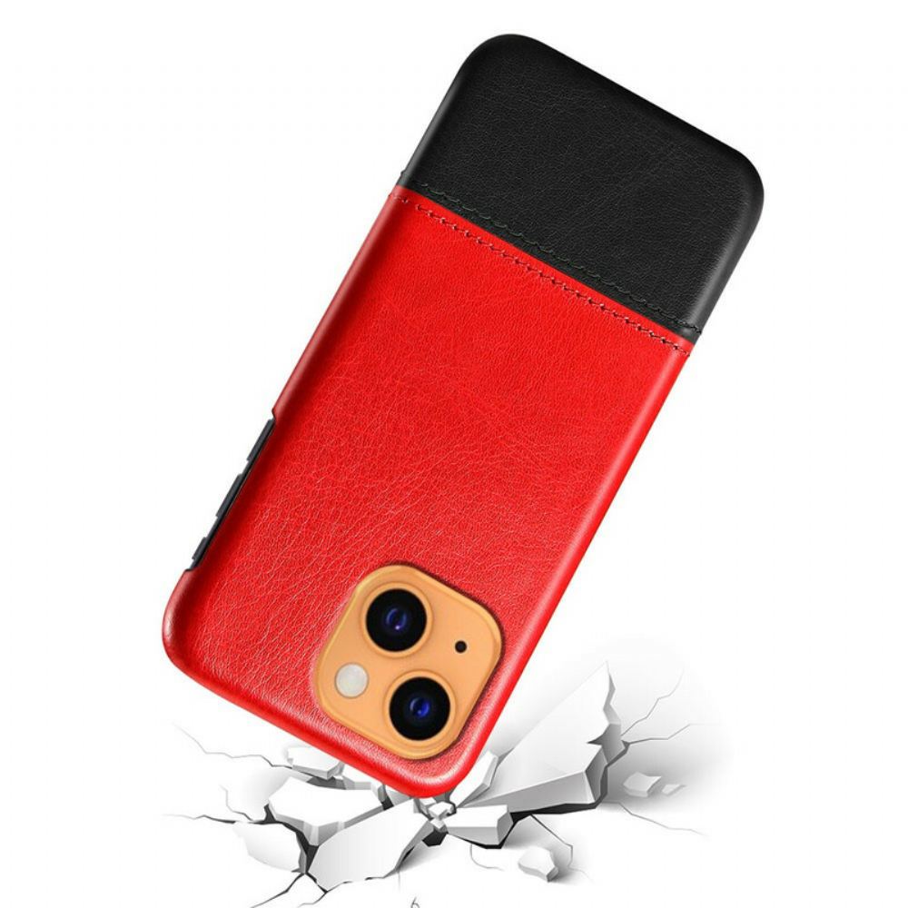 Kryt Na iPhone 13 Dvoubarevný Kožený Efekt Ksq