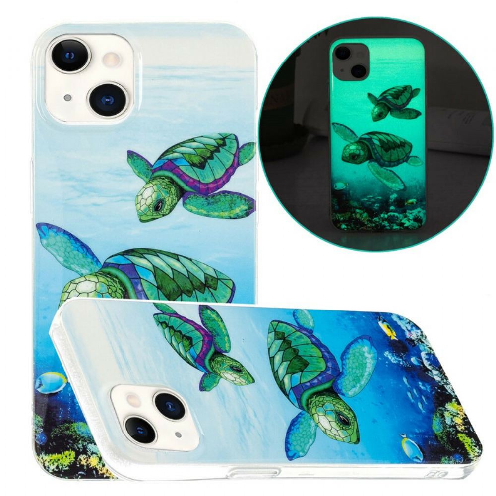 Kryt Na iPhone 13 Fluorescenční Želvy