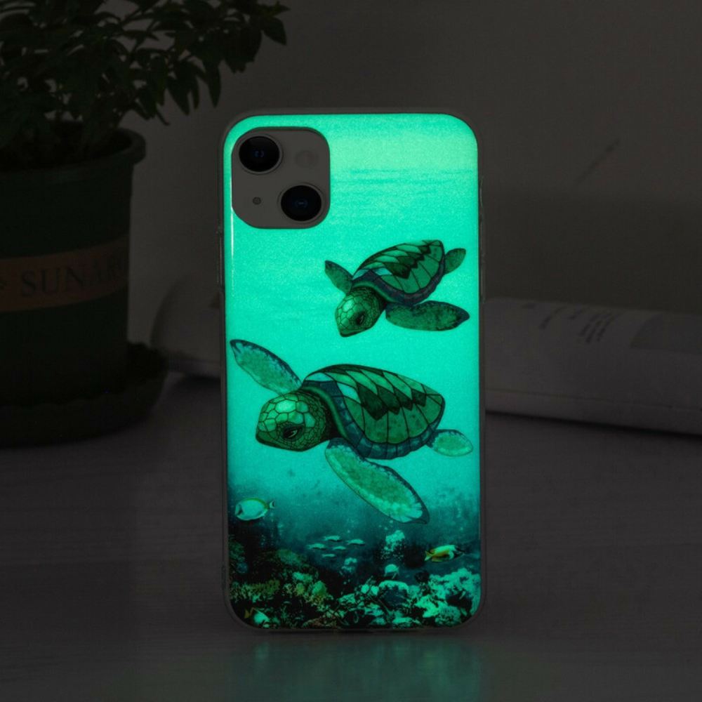 Kryt Na iPhone 13 Fluorescenční Želvy