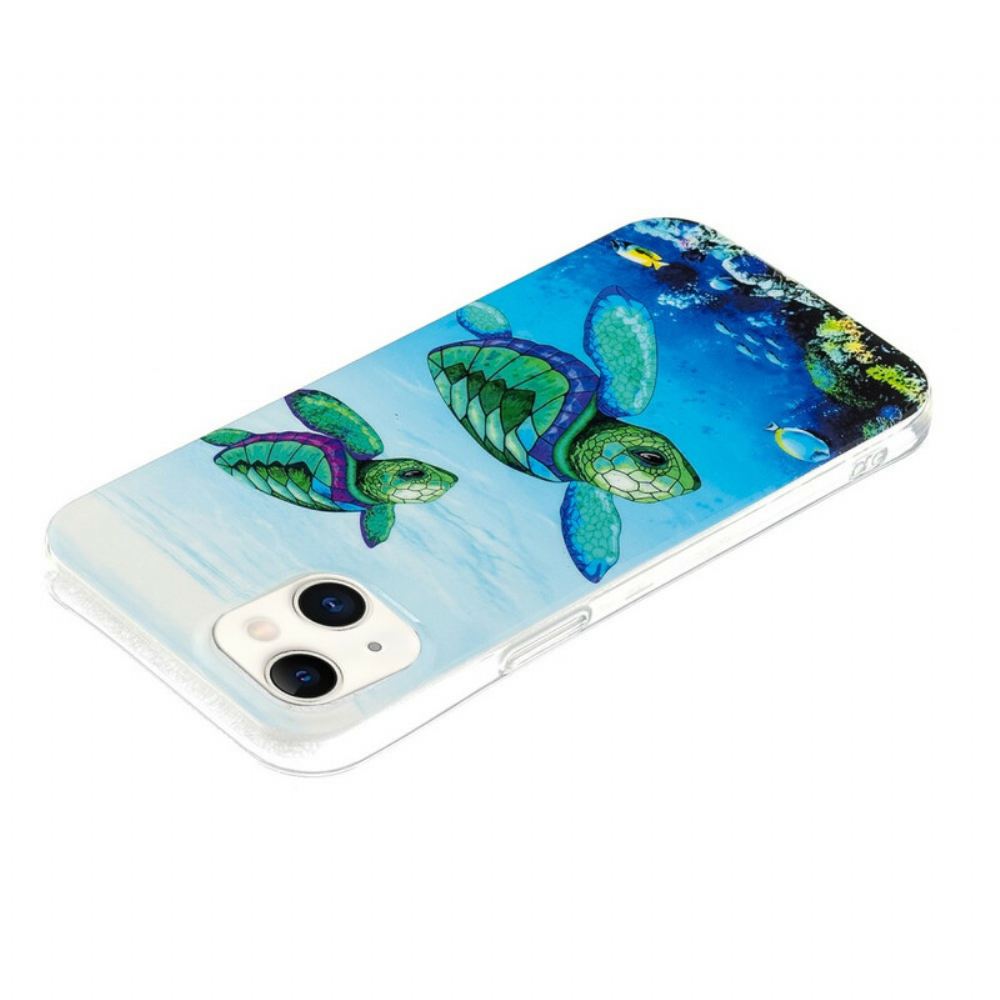Kryt Na iPhone 13 Fluorescenční Želvy