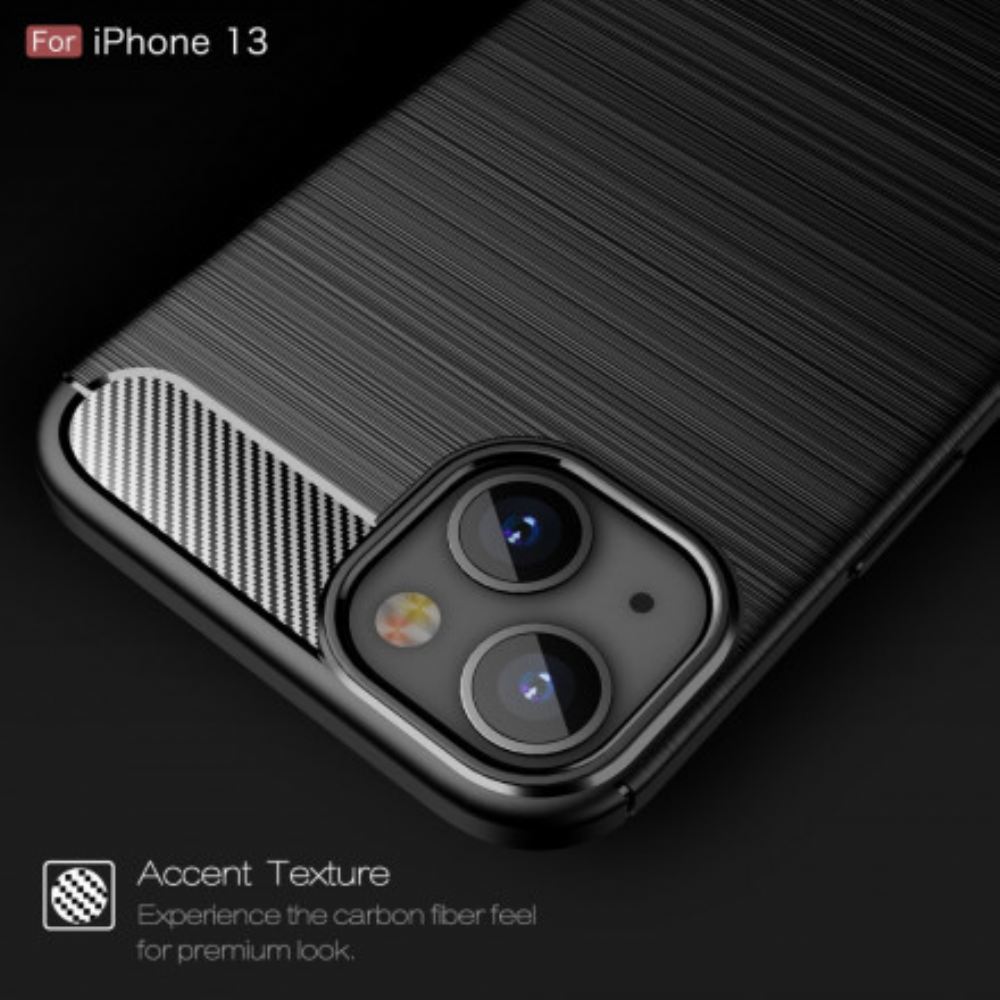 Kryt Na iPhone 13 Kartáčované Uhlíkové Vlákno
