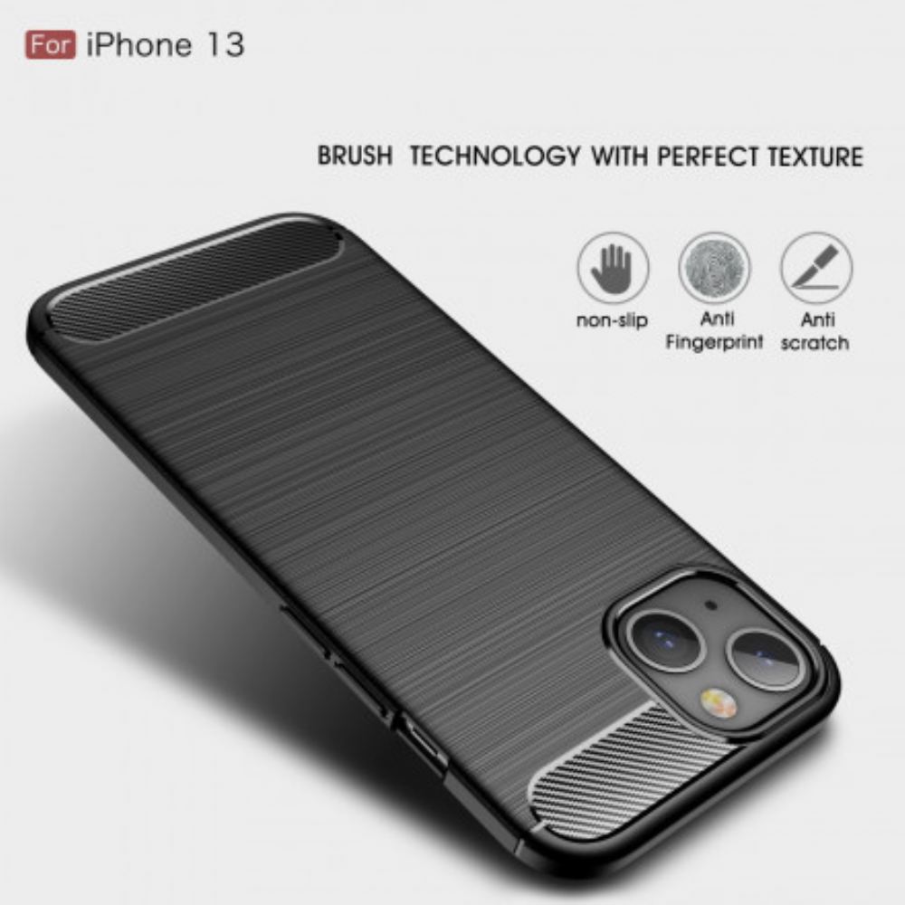 Kryt Na iPhone 13 Kartáčované Uhlíkové Vlákno
