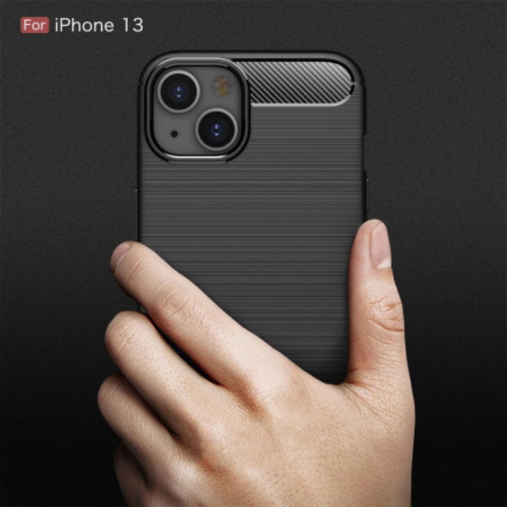 Kryt Na iPhone 13 Kartáčované Uhlíkové Vlákno
