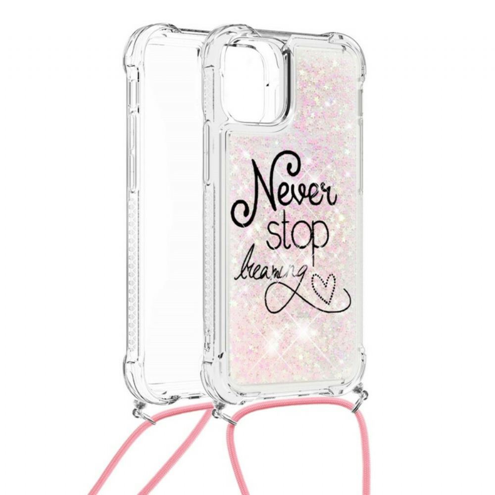 Kryt Na iPhone 13 Na Lana Nikdy Nezastavujte Glitter Cord