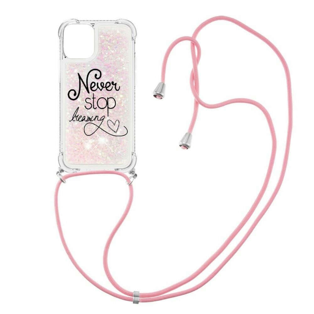 Kryt Na iPhone 13 Na Lana Nikdy Nezastavujte Glitter Cord