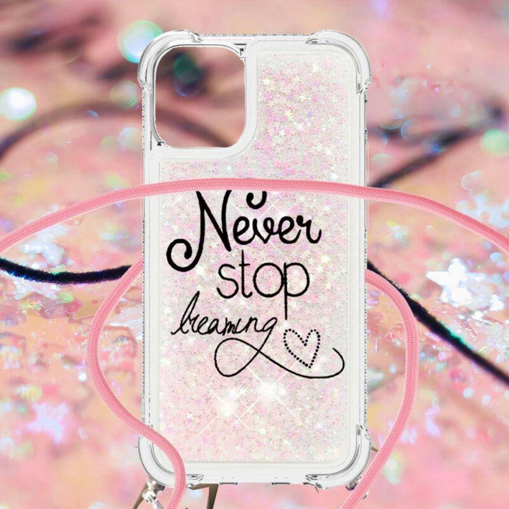 Kryt Na iPhone 13 Na Lana Nikdy Nezastavujte Glitter Cord