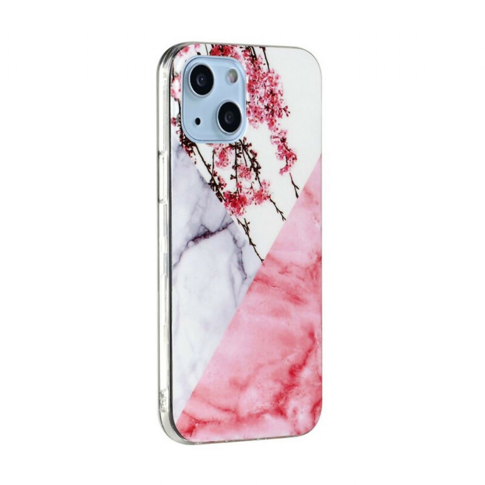 Kryt Na iPhone 13 Mramorový Květ Švestky