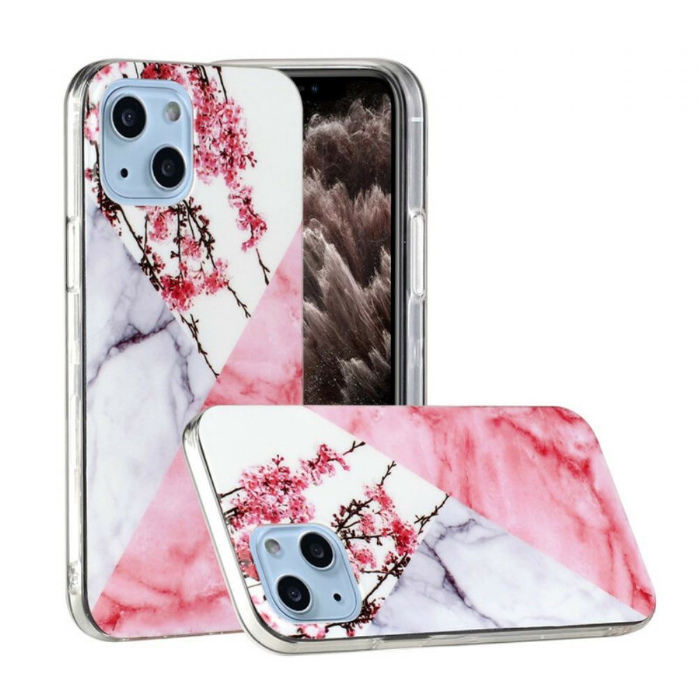 Kryt Na iPhone 13 Mramorový Květ Švestky