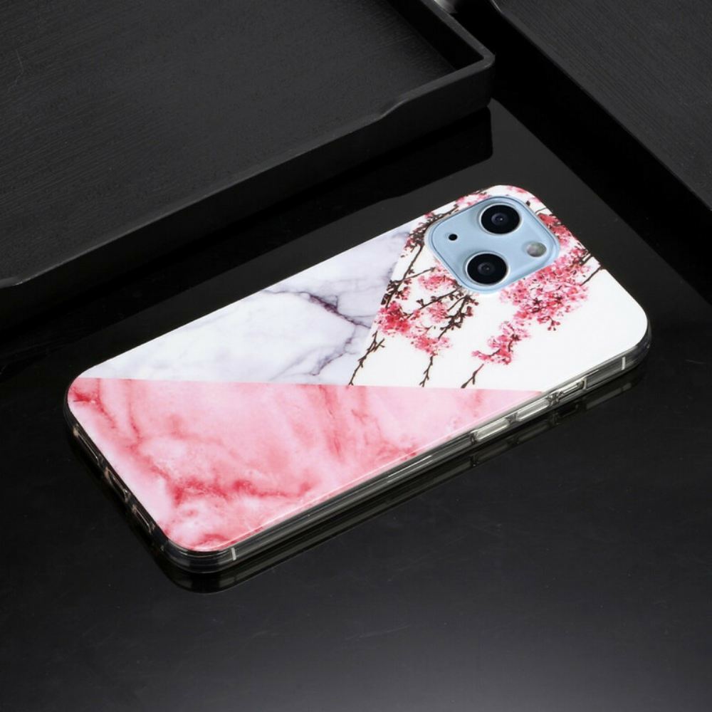 Kryt Na iPhone 13 Mramorový Květ Švestky