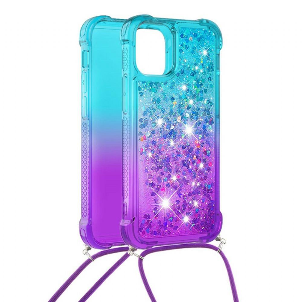 Kryt Na iPhone 13 Silikonové Třpytky A Šňůrka