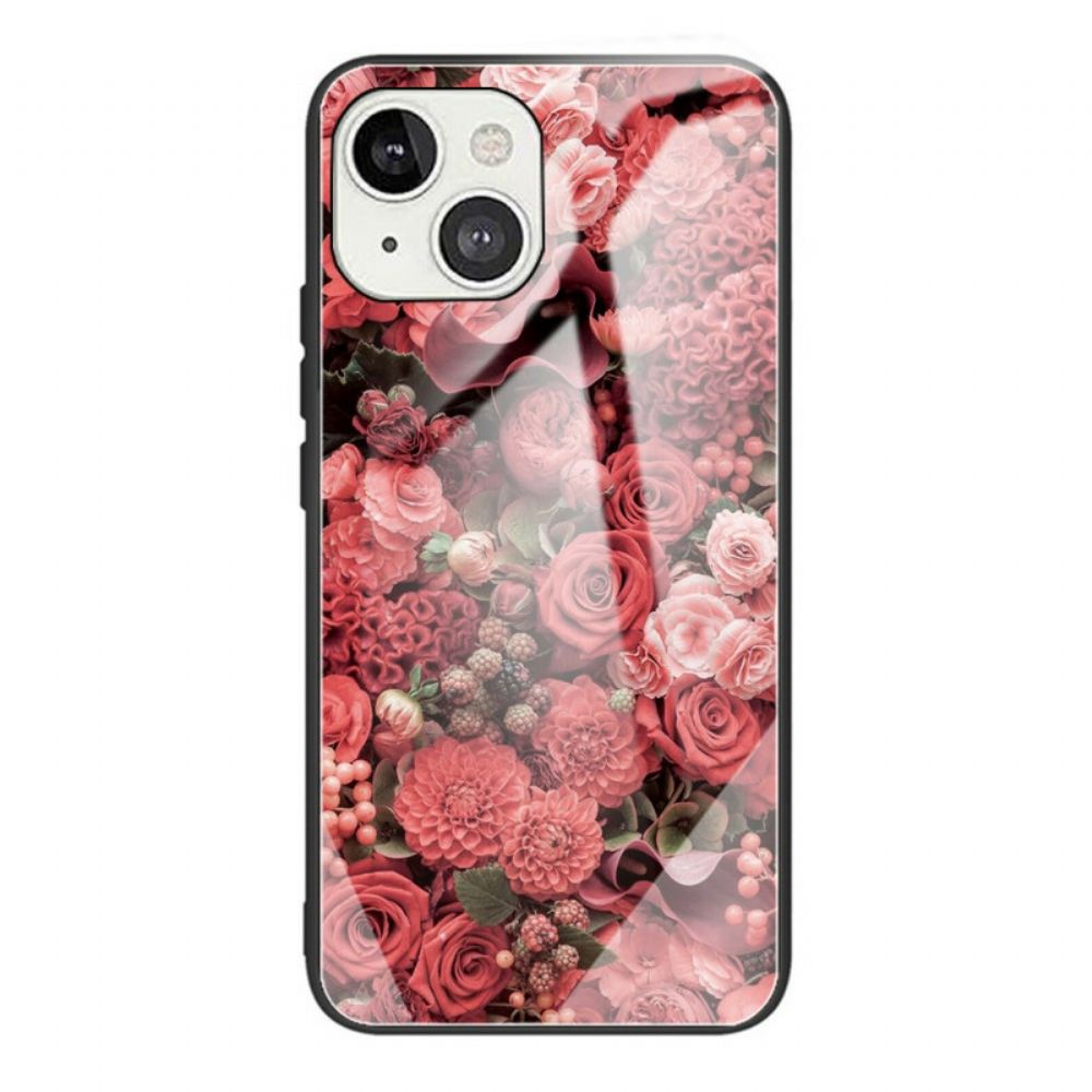 Kryt Na iPhone 13 Tvrzené Sklo Pink Flowers