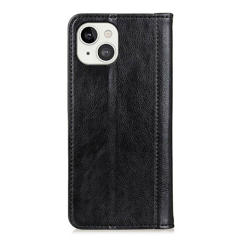 Kryty Na Mobil Na iPhone 13 Flipové Pouzdro Elegance Dělená Litchi Kůže