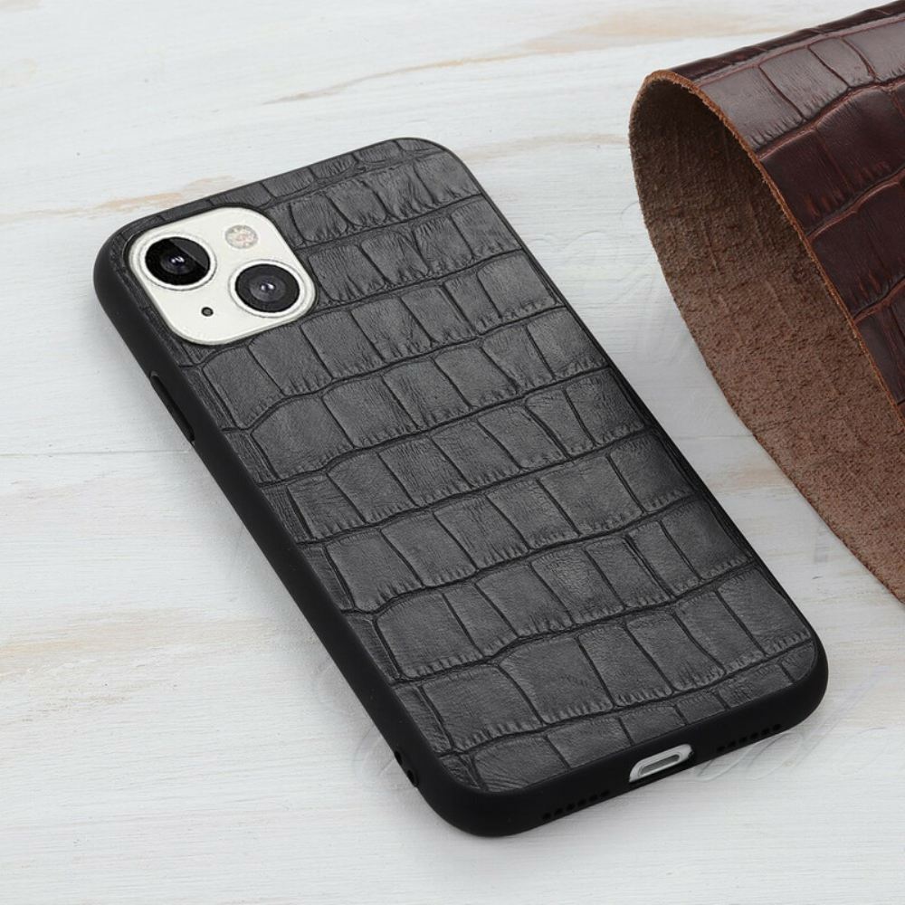 Kryty Na Mobil Na iPhone 13 Pravá Krokodýlí Kůže S Texturou