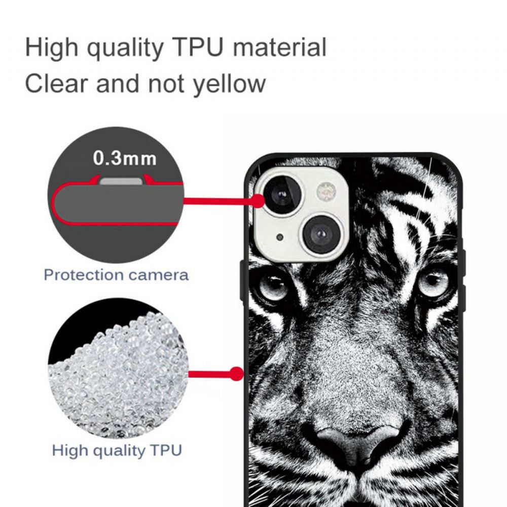 Kryty Na Mobil Na iPhone 13 Černobílý Tygr