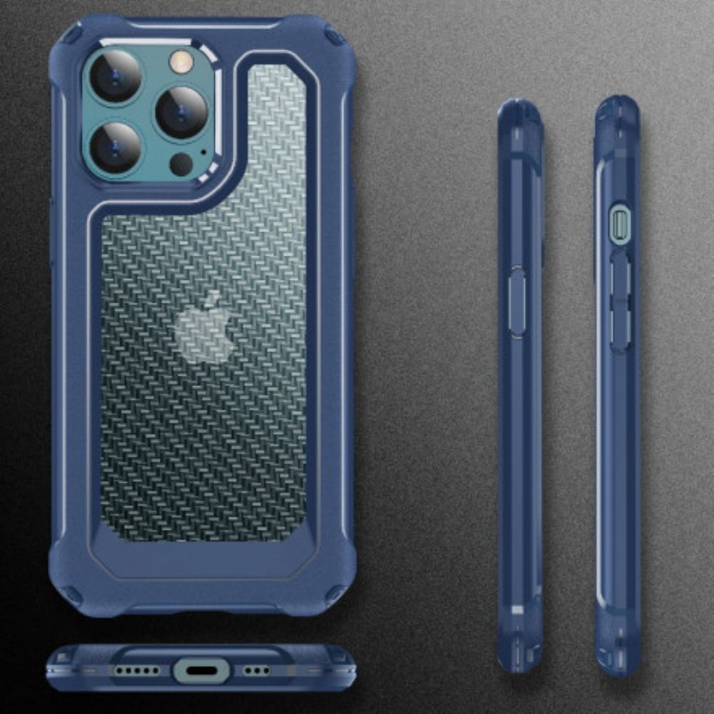Kryty Na Mobil Na iPhone 13 Čirá Textura Uhlíkových Vláken