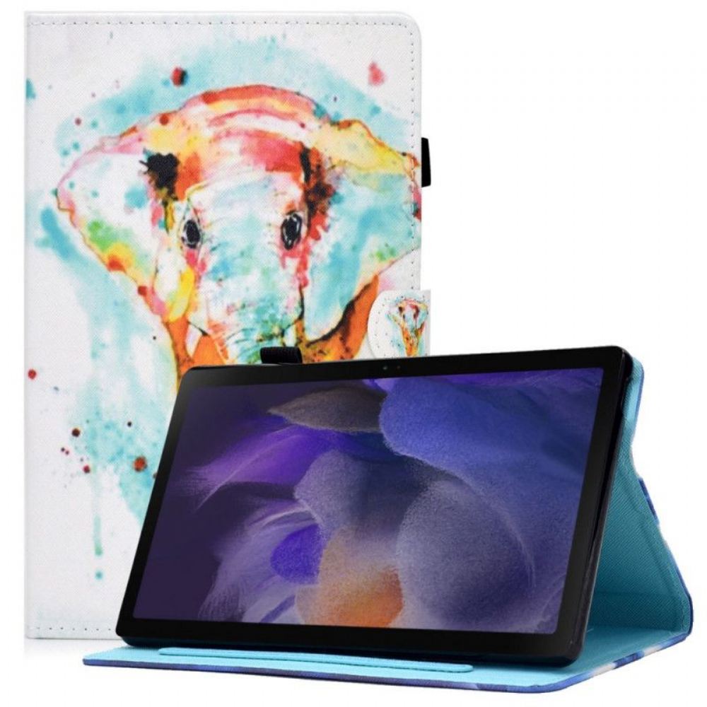 Kožené Pouzdro Na Samsung Galaxy Tab A8 (2021) Akvarel Slon