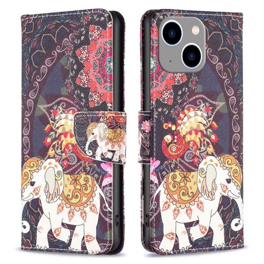 Flipové Pouzdro Na iPhone 15 Plus Kmenový Slon
