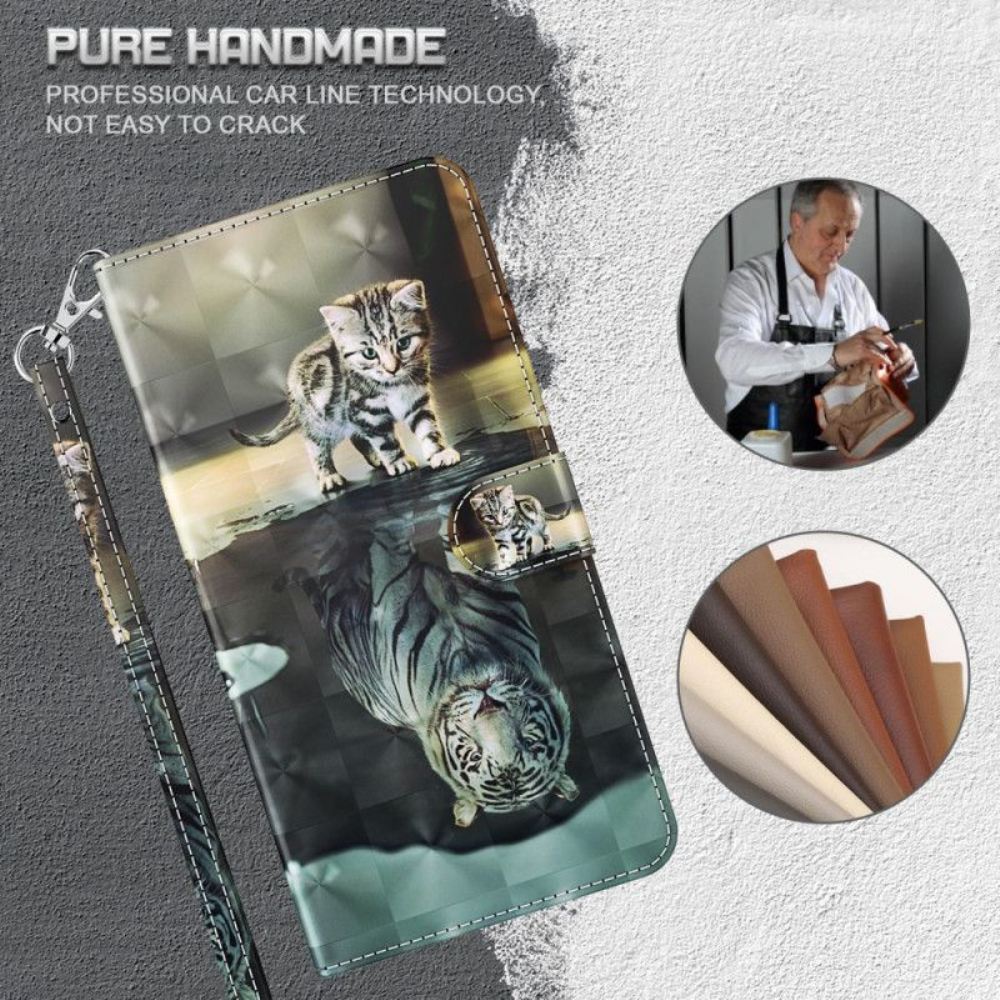 Flipové Pouzdro Na iPhone 15 Plus Na Lana 3d Kitten Dream S Popruhem