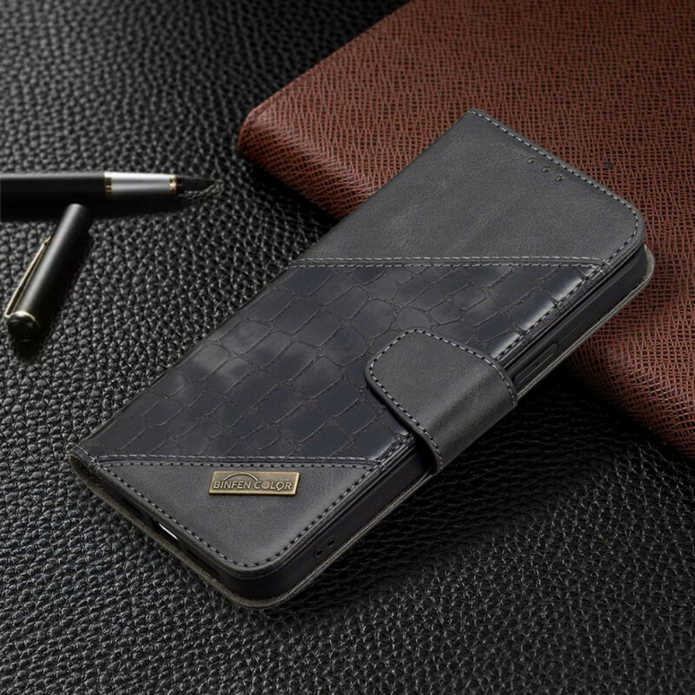 Flipové Pouzdro Na iPhone 13 Pro Max Klasický Efekt Krokodýlí Kůže