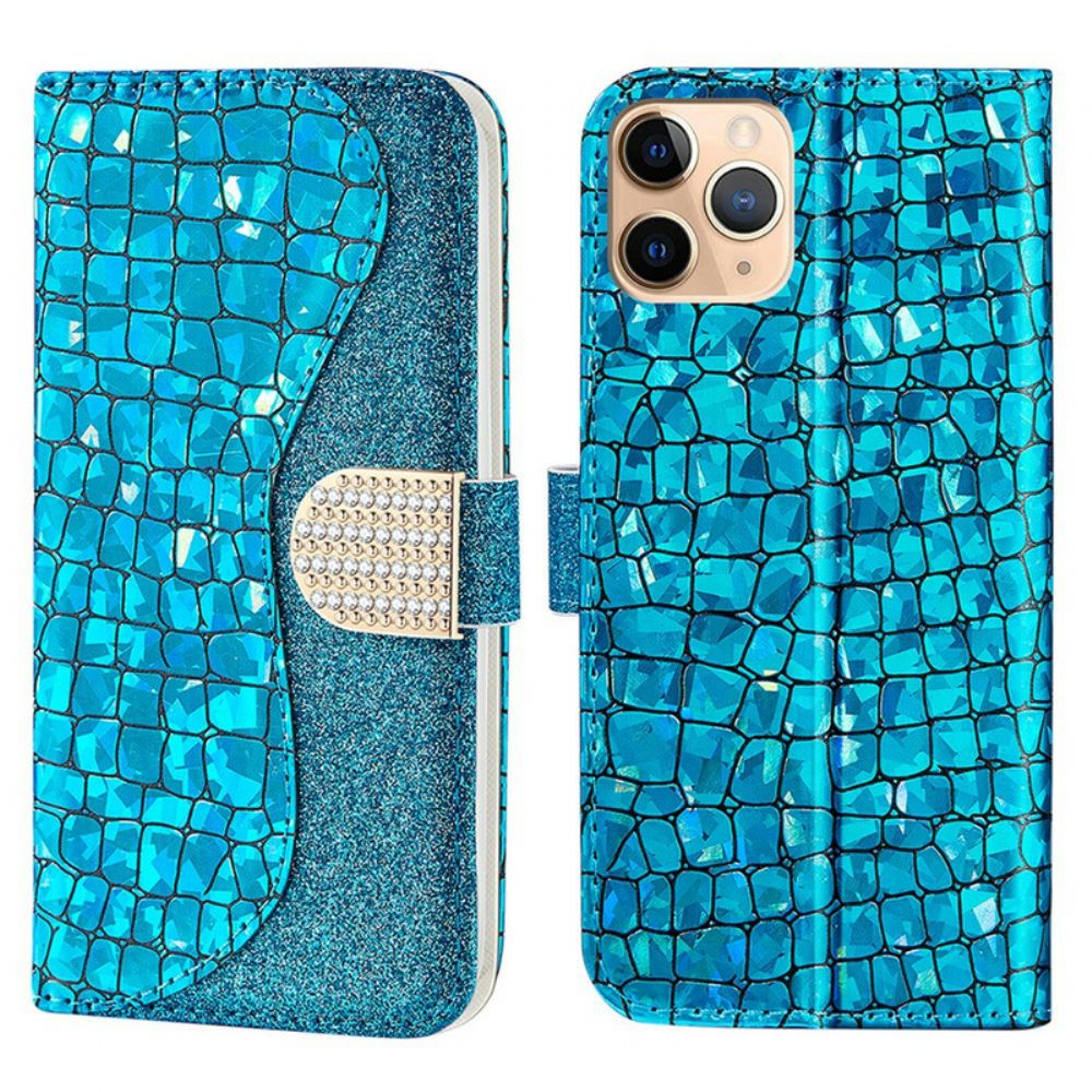 Flipové Pouzdro Na iPhone 13 Pro Max Krokodýlí Diamanty