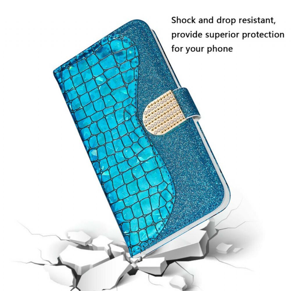 Flipové Pouzdro Na iPhone 13 Pro Max Krokodýlí Diamanty